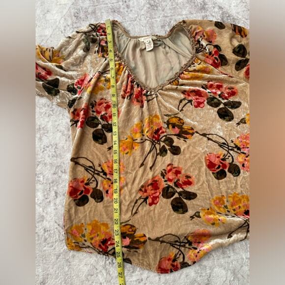 Sundance All Hours Crushed Velvet Silk Blend Floral Balloon Sleeve Top Medium - Picture 12 of 12